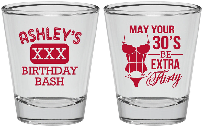 Personalized Birthday Shot Glasses - 30th Flirty At Thirty | 20192