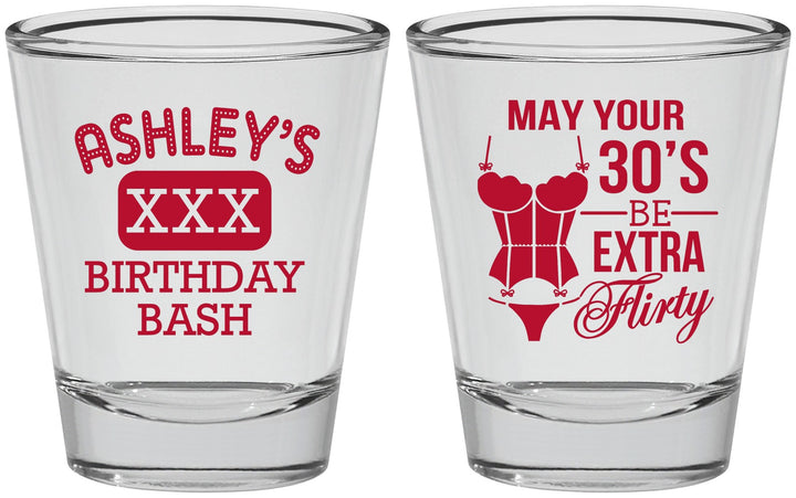 Personalized Birthday Shot Glasses - 30th Flirty At Thirty | 20192
