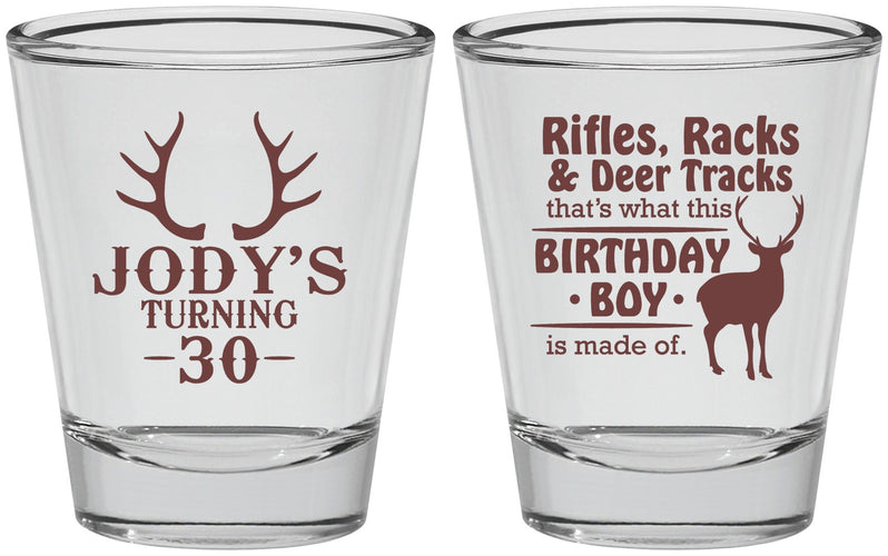 Personalized Birthday Shot Glasses - 30th Hunting | 20196