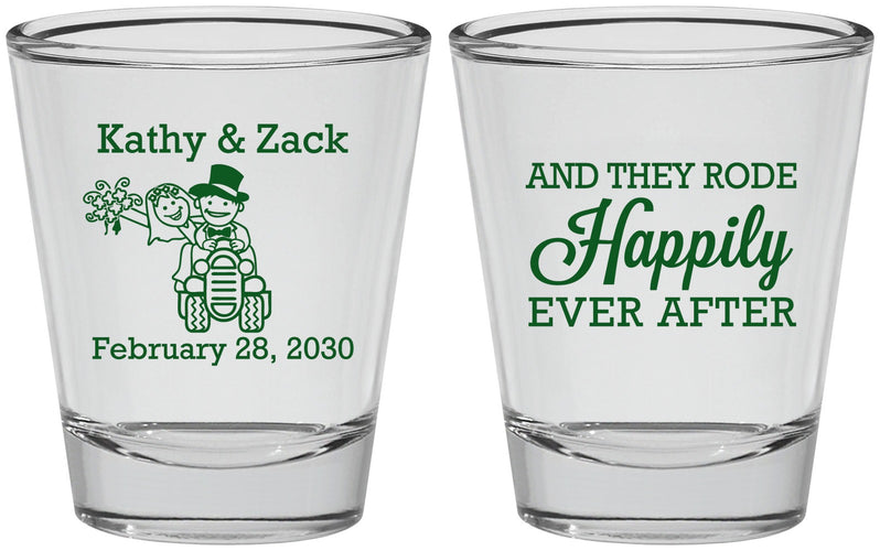 Personalized Wedding Shot Glasses - Happily Ever After Tractor | 202
