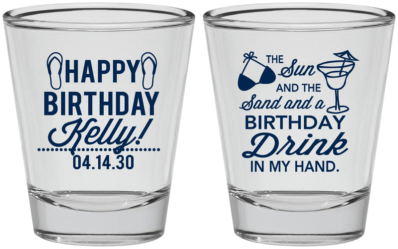 Personalized Birthday Shot Glasses - Sun Sand Drink Hand | 20202