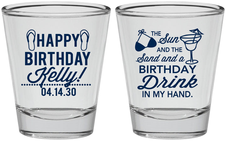 Personalized Birthday Shot Glasses - Sun Sand Drink Hand | 20202