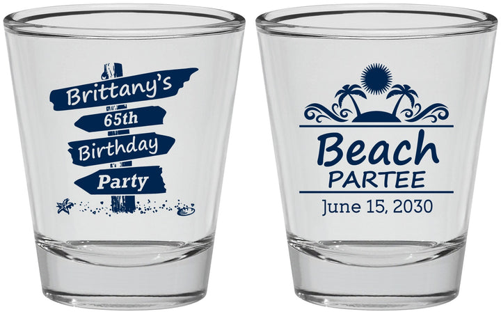 Personalized Birthday Shot Glasses - 65th Beach | 20210
