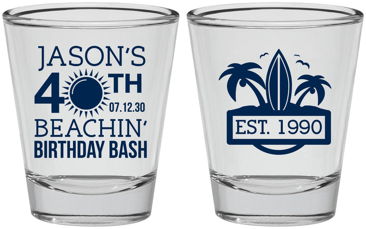 Personalized Birthday Shot Glasses - 40th Beach | 20212