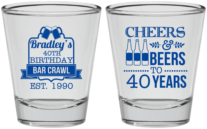 Personalized Birthday Shot Glasses - Cheers Beers To 40 Years | 20216