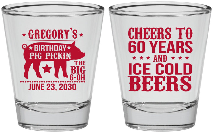 Personalized Birthday Shot Glasses - 60th Barbeque Bbq | 20217