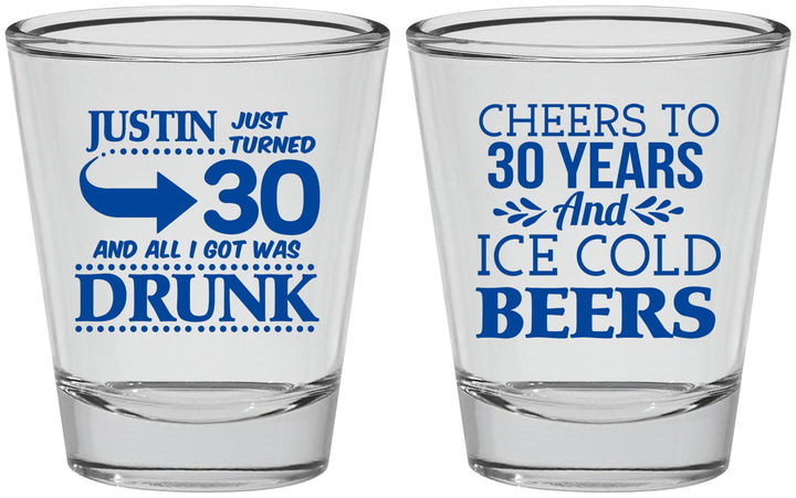 Personalized Birthday Shot Glasses - Cheers To 30 Years | 20219