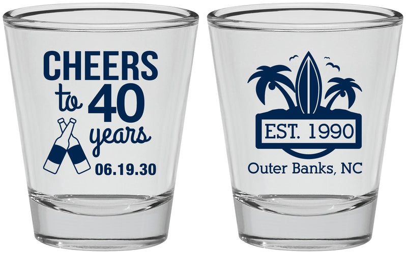 Personalized Birthday Shot Glasses - 40th Beach | 20226
