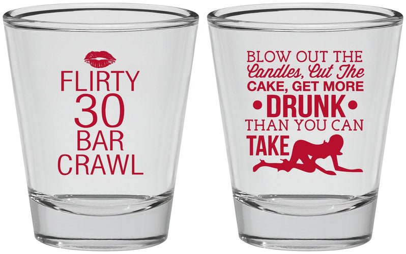 Personalized Birthday Shot Glasses - 30th Bar Crawl | 20233