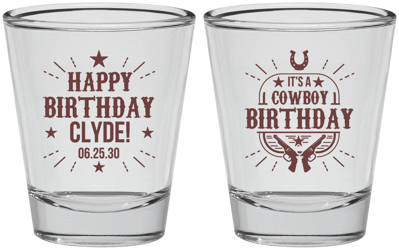 Personalized Birthday Shot Glasses - Cowboy | 20244