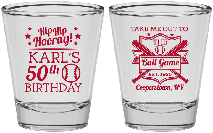 Personalized Birthday Shot Glasses - 50th Baseball | 20252