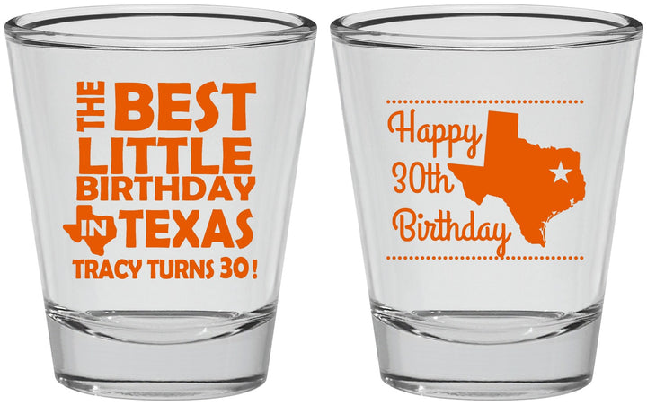Personalized Birthday Shot Glasses - 30th Texas | 20265