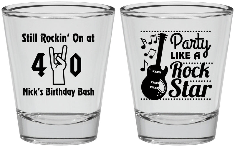 Personalized Birthday Shot Glasses - 40th Rock Star | 20266