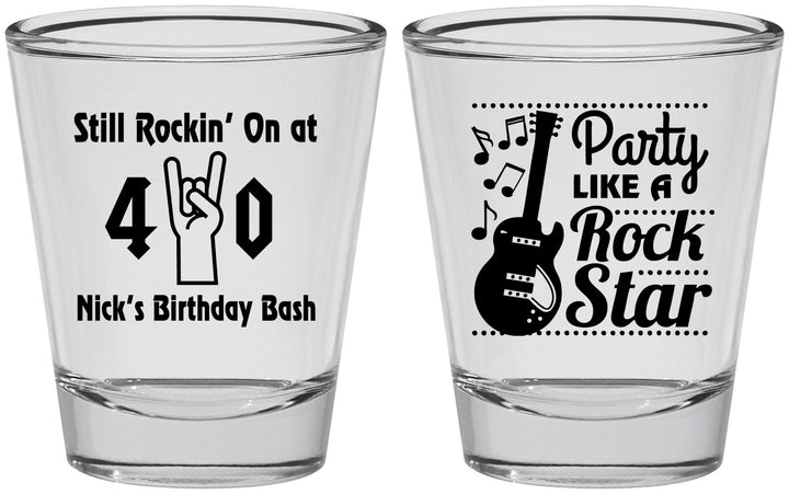 Personalized Birthday Shot Glasses - 40th Rock Star | 20266