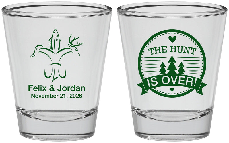 Personalized Wedding Shot Glasses - The Hunt Is Over | 203