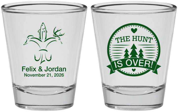Personalized Wedding Shot Glasses - The Hunt Is Over | 203