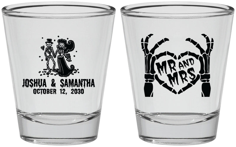 Personalized Wedding Shot Glasses - Mr And Mrs Skeleton | 204