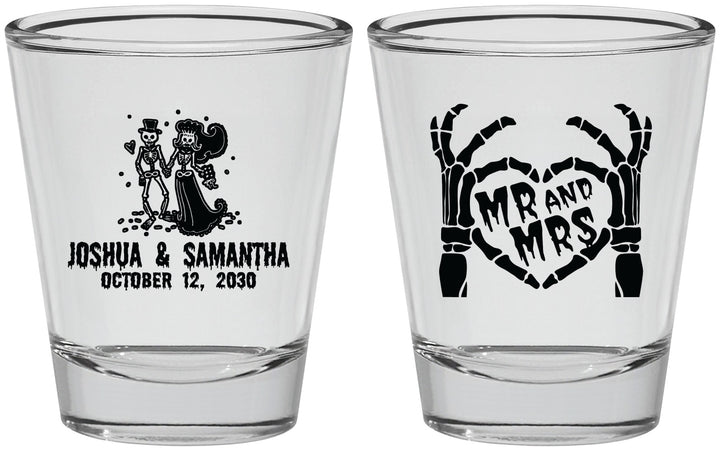 Personalized Wedding Shot Glasses - Mr And Mrs Skeleton | 204