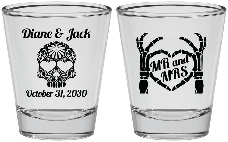 Personalized Wedding Shot Glasses - Mr And Mrs Sugar Skull | 205