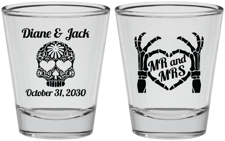 Personalized Wedding Shot Glasses - Mr And Mrs Sugar Skull | 205