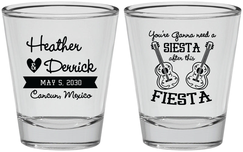 Personalized Wedding Shot Glasses - Siesta Fiesta Mexico | 207