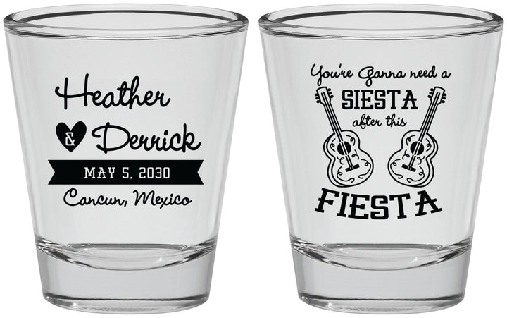 Personalized Wedding Shot Glasses - Siesta Fiesta Mexico | 207