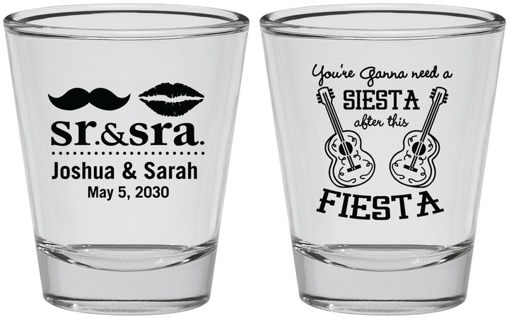 Personalized Wedding Shot Glasses - Siesta Fiesta Sr Sra | 208