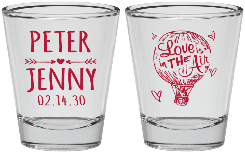 Personalized Wedding Shot Glasses - Love In Air Hot Air Balloon | 210