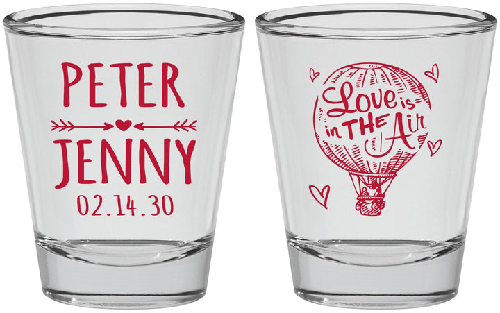 Personalized Wedding Shot Glasses - Love In Air Hot Air Balloon | 210