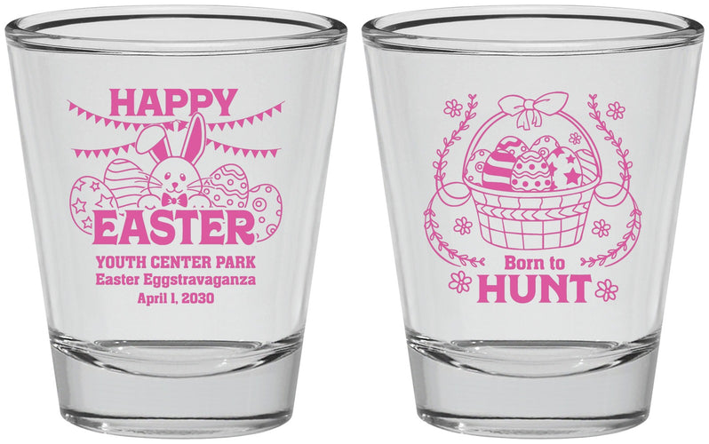 Personalized Easter Shot Glasses - Born To Hunt Bunny | 210007