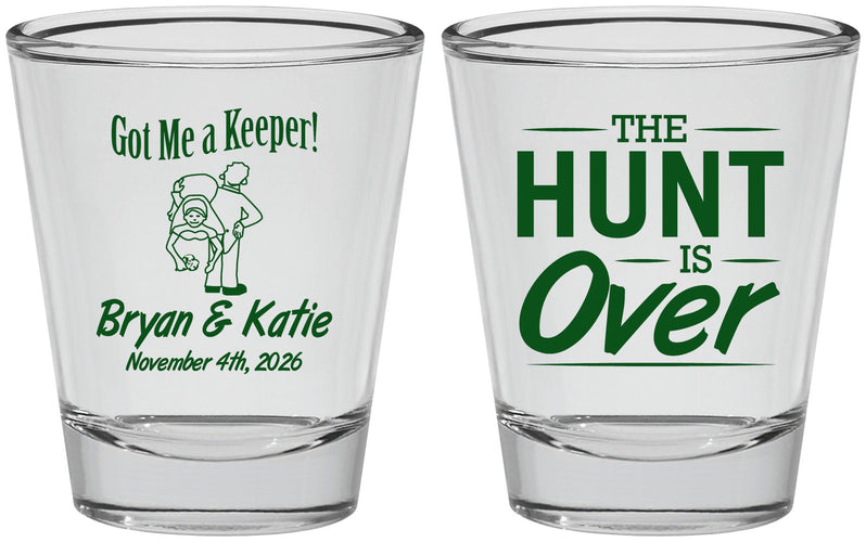 Personalized Wedding Shot Glasses - The Hunt Is Over | 216