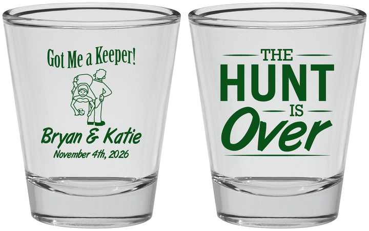 Personalized Wedding Shot Glasses - The Hunt Is Over | 216