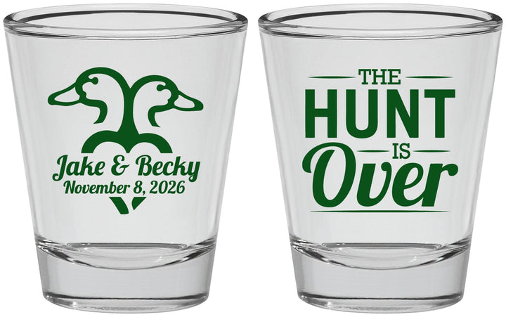 Personalized Wedding Shot Glasses - The Hunt Is Over Duck | 217