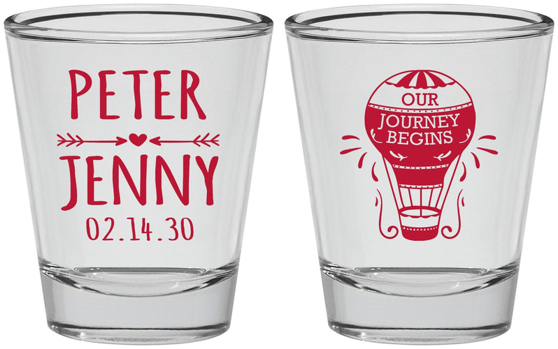Personalized Wedding Shot Glasses - Hot Air Balloon | 219