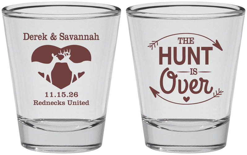 Personalized Wedding Shot Glasses - The Hunt Is Over Deer | 220