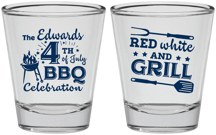 Personalized 4th Of July Shot Glasses - Red White Grill | 220005