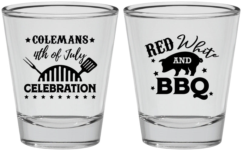 Personalized 4th Of July Shot Glasses - Red White Bbq | 220008