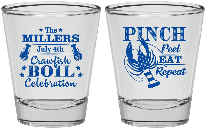 Personalized 4th Of July Shot Glasses - Pink Peel Crawfish | 220011