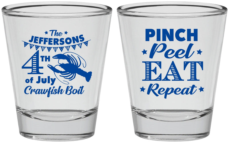 Personalized 4th Of July Shot Glasses - Pink Peel Crawfish | 220015