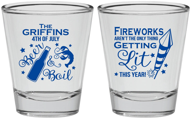 Personalized 4th Of July Shot Glasses - Beach Red White Blue | 220019