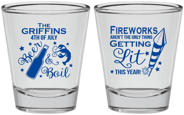 Personalized 4th Of July Shot Glasses - Beach Red White Blue | 220019