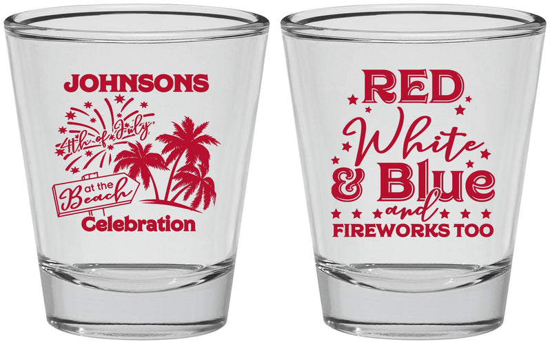 Personalized 4th Of July Shot Glasses - Beach Fireworks | 220022