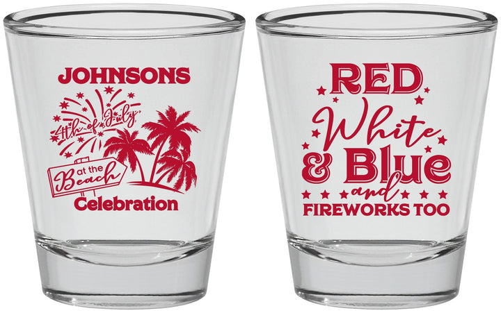 Personalized 4th Of July Shot Glasses - Beach Fireworks | 220022