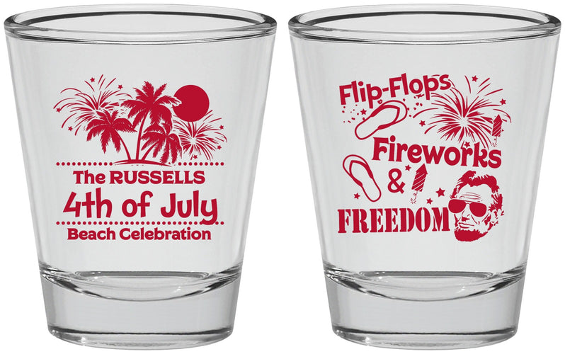 Personalized 4th Of July Shot Glasses - Fireworks Beach | 220026