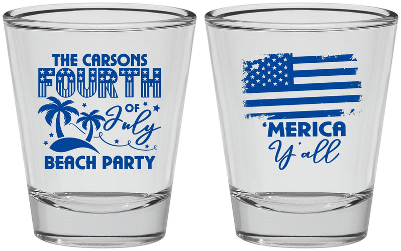 Personalized 4th Of July Shot Glasses - Beach Merica Yall | 220027
