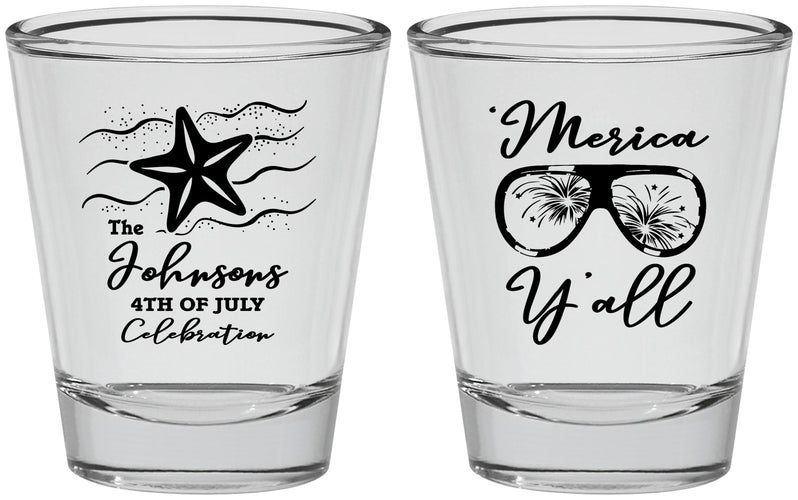 Personalized 4th Of July Shot Glasses - Beach Merica Yall | 220028