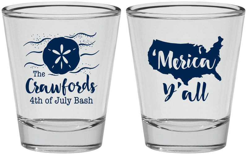 Personalized 4th Of July Shot Glasses - Beach Merica Yall | 220029