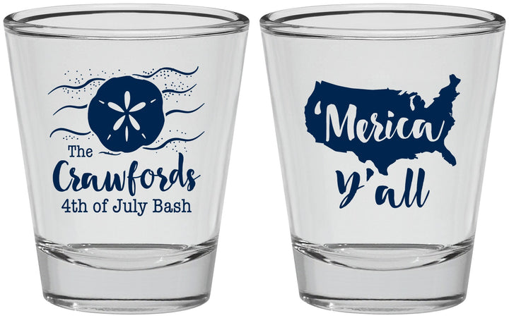 Personalized 4th Of July Shot Glasses - Beach Merica Yall | 220029