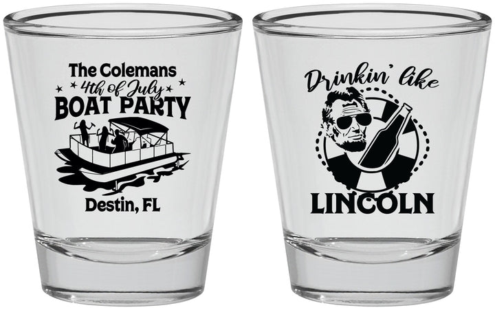 Personalized 4th Of July Shot Glasses - Drinkin Like Lincoln | 220032