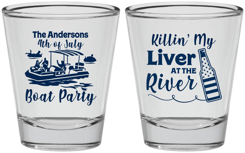Personalized 4th Of July Shot Glasses - Boat River | 220033